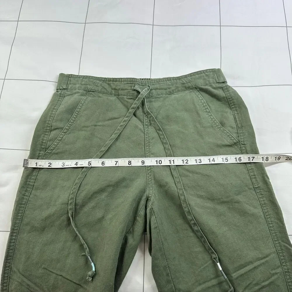 J. Crew Pants Womens XS Tall Green Seaside Linen Blend Drawstring Casual Travel